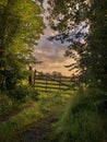 French countryside sunset landscape Royalty Free Stock Photo