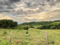 French countryside sunset landscape Royalty Free Stock Photo