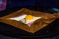 French crepe with egg, ham and cheese Royalty Free Stock Photo