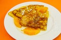 French Crepe suzette with orange sauce Royalty Free Stock Photo