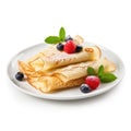 French Crepes on plain white background - product photography