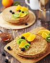 Crepes or bliny with fruits