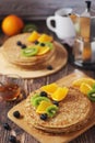 Crepes or bliny with fruits