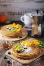 Crepes or bliny with fruits