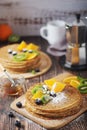 Crepes or bliny with fruits