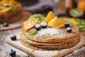 Crepes or bliny with fruits