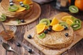 Crepes or bliny with fruits