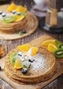 Crepes or bliny with fruits