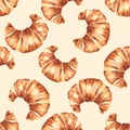 French croissant. Seamless pattern