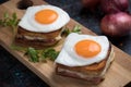 French croque madame sandwich Royalty Free Stock Photo