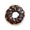 French Cruller Chocolate Donut or Doughnut, Isolated on White Royalty Free Stock Photo