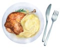 French cuisine - duck leg confit with mashed potatoes