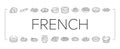 french cuisine food meal icons set vector Royalty Free Stock Photo