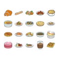 french cuisine food meal icons set vector