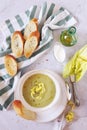 French cuisine: potage Choisy. Lettuce cream soup with rice Royalty Free Stock Photo