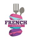 French cuisine traditional meal of people, isolated logo