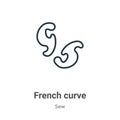 French curve outline vector icon. Thin line black french curve icon, flat vector simple element illustration from editable sew Royalty Free Stock Photo