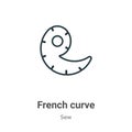 French curve outline vector icon. Thin line black french curve icon, flat vector simple element illustration from editable sew Royalty Free Stock Photo