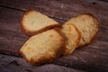 French delicacy pastry tuile with almond on wood background