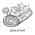 French dessert Buche de Noel. Vector illustration in doodle style.