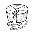 French dessert chocolate fondant. Vector illustration in doodle style