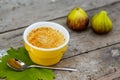 French dessert creme brulee in porcelain bowl on Royalty Free Stock Photo