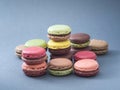 French dessert macarons color and taste variations.