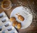 French dessert madeleines with creme caramel