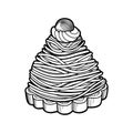 French dessert Mont Blanc. Vector illustration in doodle style Royalty Free Stock Photo