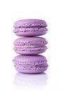 French dessert. Sweet lilac macaroons or macarons with lavender flavor