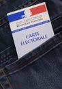 French electoral voter card official government allowing to vote paper in jeans back pocket