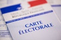 French electoral voter cards official government allowing to vote paper on white background