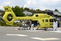 Samu des Pays de la Loire helicopter on the heliport of the Bretagne Atlantique hospital center in Vannes