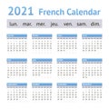 2021 French European Calendar. Weeks start on Monday