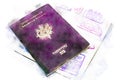 French and european passport close up watercolor painting