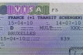 French Schengen visa close up Royalty Free Stock Photo