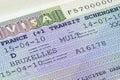 French Schengen visa close up Royalty Free Stock Photo