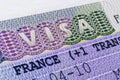 French Schengen visa close up Royalty Free Stock Photo