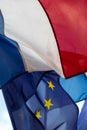 French and European Union flags fluttering together in the wind Royalty Free Stock Photo