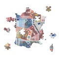 French euros Map jigsaw