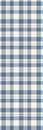 French farmhouse blue plaid check seamless vertical border pattern. Rustic tonal country kitchen gingham fabric effect