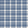 French farmhouse woven blue plaid check seamless linen pattern. Rustic tonal country kitchen gingham fabric effect