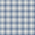 French farmhouse woven blue plaid check seamless linen pattern. Rustic tonal country kitchen gingham fabric effect