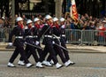 The French firemen participate in Bastille Day military parade, Royalty Free Stock Photo