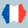 French flag, banner with grunge, vector illustration Royalty Free Stock Photo