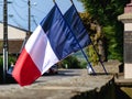 French flag floating with the wind, national symbol, blue, white, red, celebration day, France, Europe Royalty Free Stock Photo