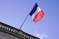 French flag france floating in mat with wind in cloud sky Royalty Free Stock Photo