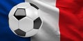 French flag, France soccer ball, football, 3D render Royalty Free Stock Photo