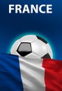 French flag, France soccer ball, football, 3D render Royalty Free Stock Photo