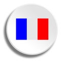French flag in round white button with shadow Royalty Free Stock Photo